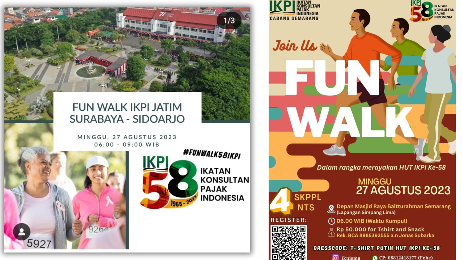 Rayakan HUT ke-58, IKPI Surabaya, Sidoarjo dan Semarang Gelar Fun Walk Serempak