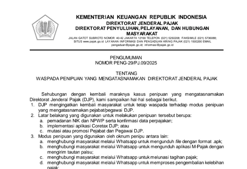 Waspada Penipuan Bermodus Pajak, DJP Ingatkan Masyarakat Jangan Terkecoh!