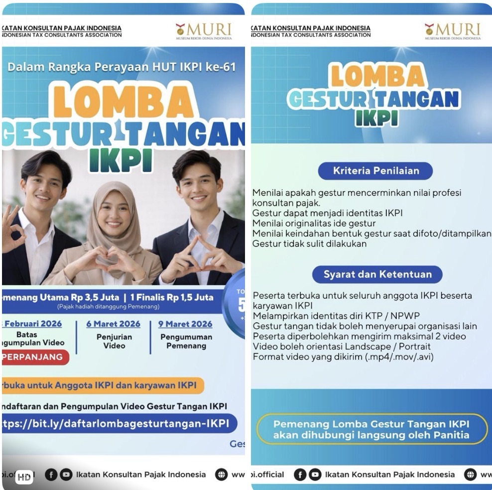Sayembara Logo dan Lomba Gestur HUT IKPI ke-61 Diperpanjang hingga 23 Februari 2026