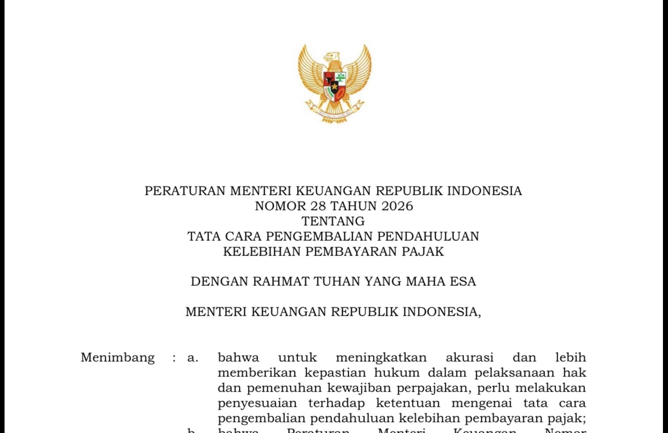 Restitusi Pajak Dipercepat, Pemerintah Terbitkan PMK 28/2026