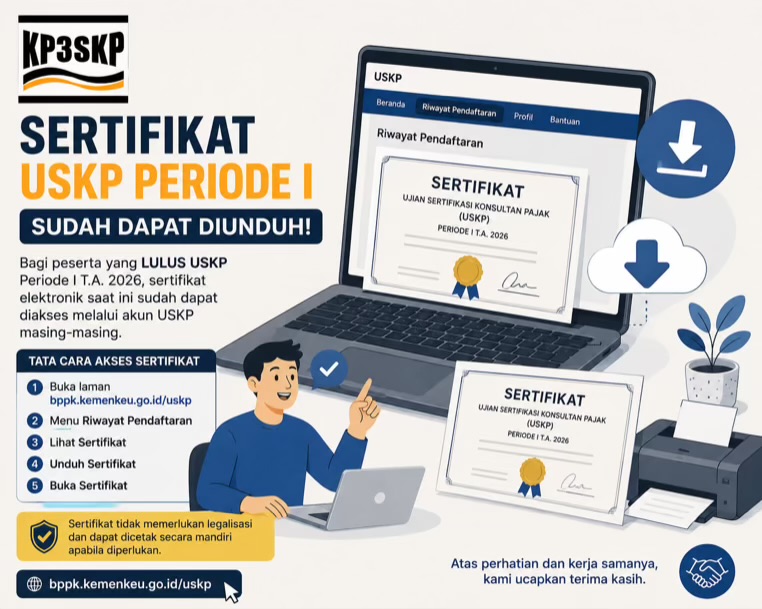 Sertifikat Elektronik USKP Periode I 2026 Sudah Bisa Diunduh Peserta