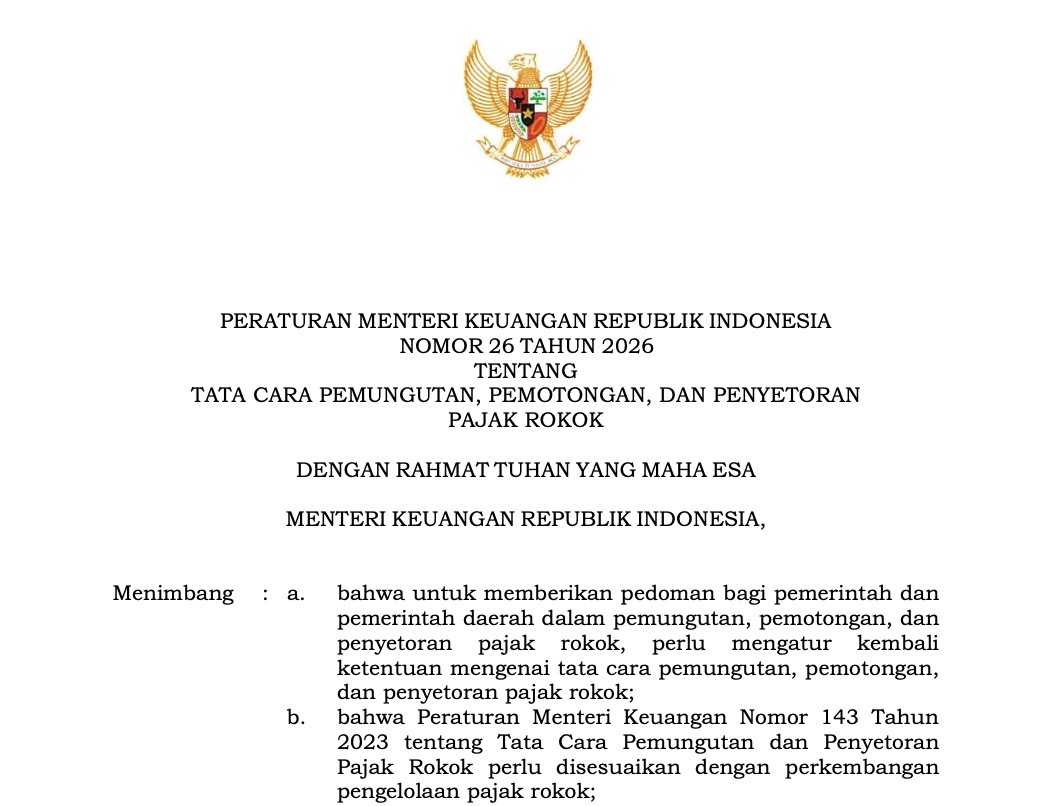 Purbaya Atur Ulang Tata Cara Pemungutan Pajak Rokok Lewat PMK Baru