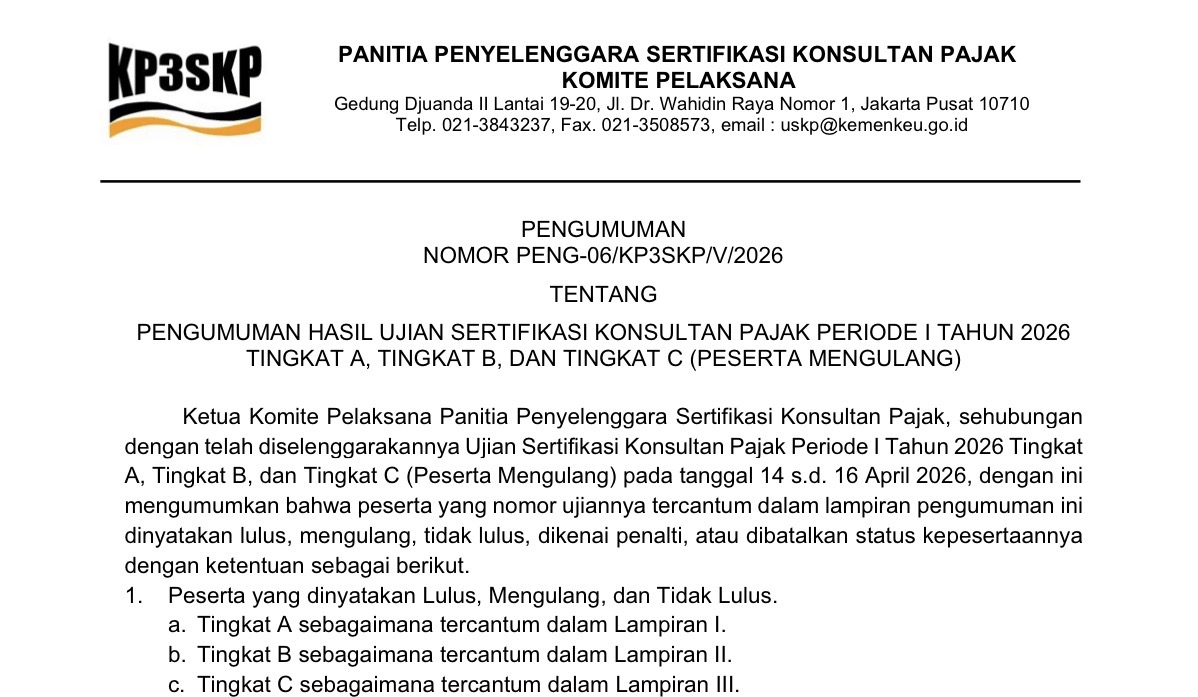 Hasil USKP Periode I 2026 Diumumkan, 1.382 Peserta Dinyatakan Lulus