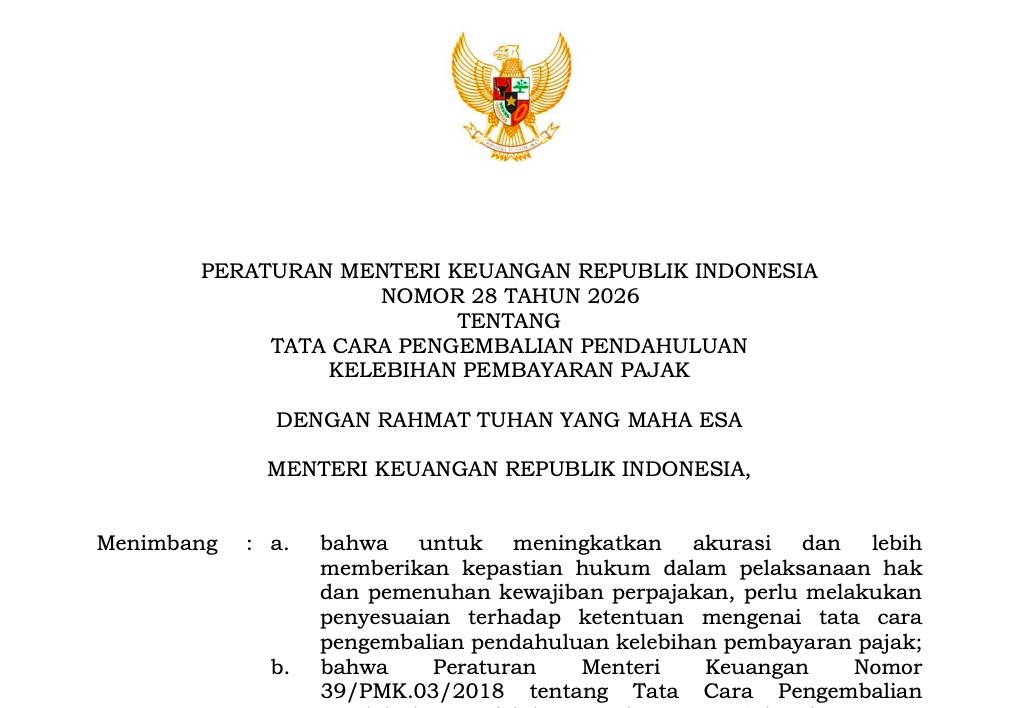 PMK 28/2026: Perusahaan Omzet Maksimal Rp 50 Miliar Bisa Ikut Jalur Cepat Restitusi Pajak