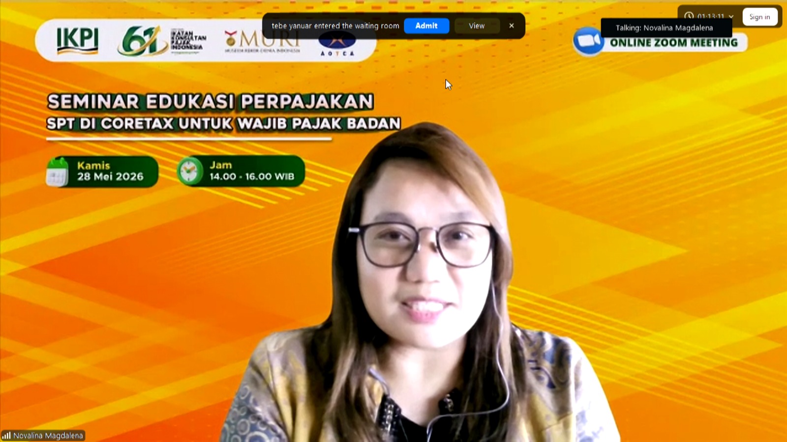 Wasekum IKPI Buka Edukasi Perpajakan Online, Dorong Wajib Pajak Manfaatkan Sisa Relaksasi SPT Badan