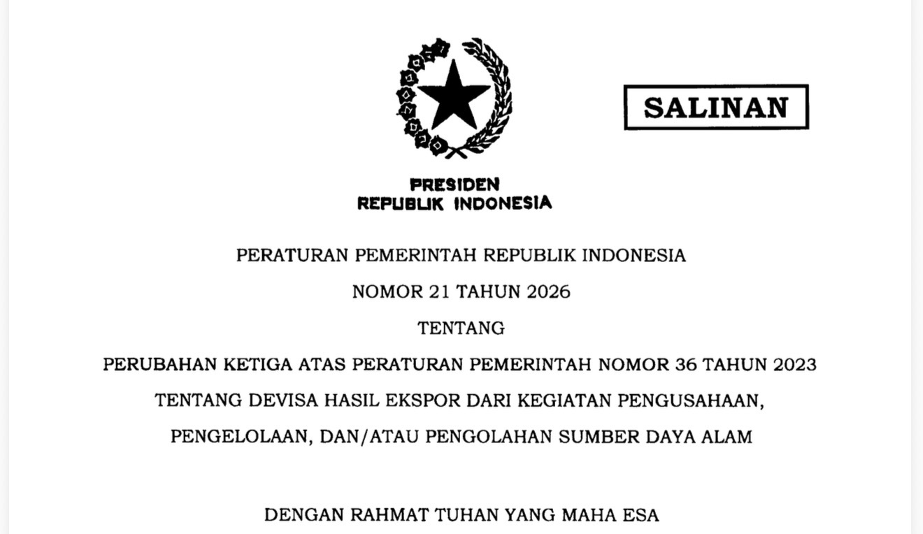 PP 21/2026 Beri Fleksibilitas Eksportir dalam Penempatan DHE SDA