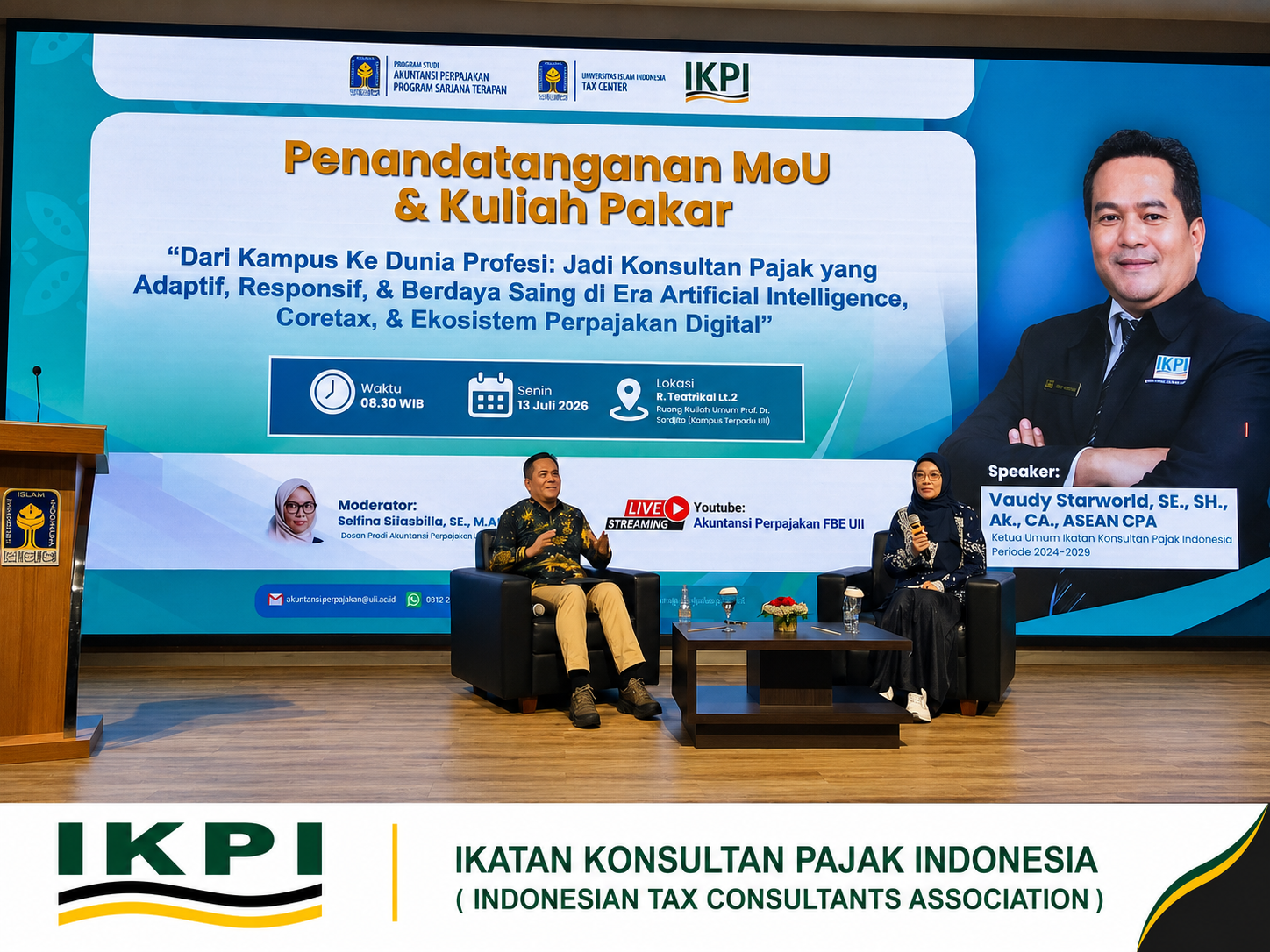 Kuliah Pakar di UII, Ketum IKPI Tegaskan Mahasiswa Harus Kuasai AI dan Bisnis, Bukan Sekadar Aturan Pajak