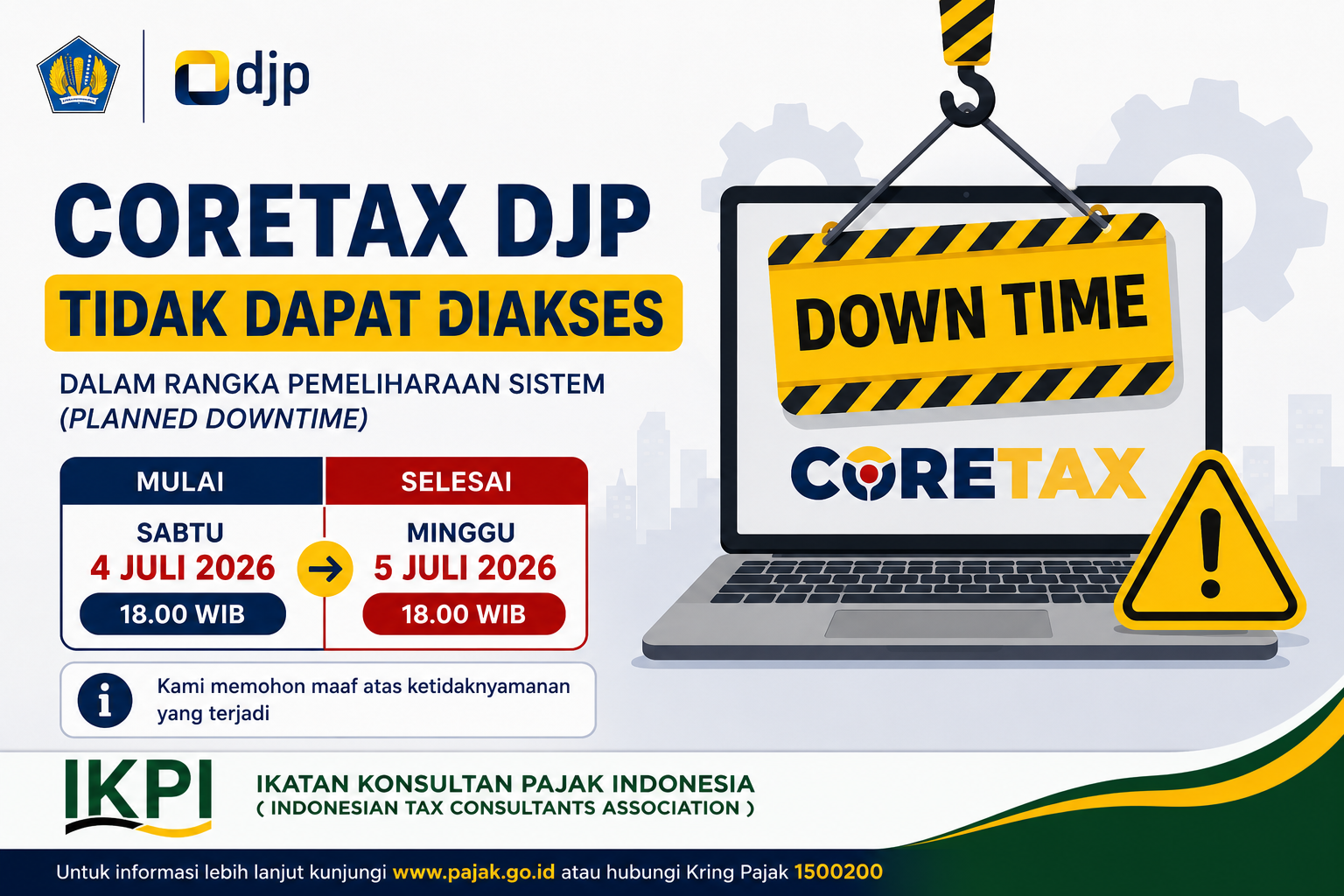 DJP Jadwalkan Planned Downtime Coretax Selama Akhir Pekan