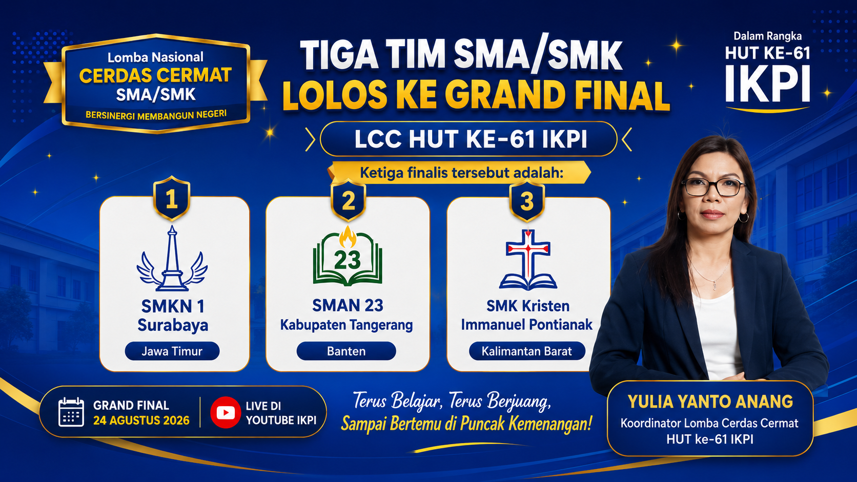 Tiga Tim SMA/SMK Lolos ke Grand Final LCC HUT ke-61 IKPI